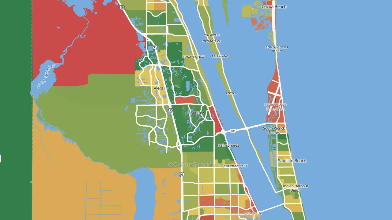 Brevard County, FL Map of Theft Rates