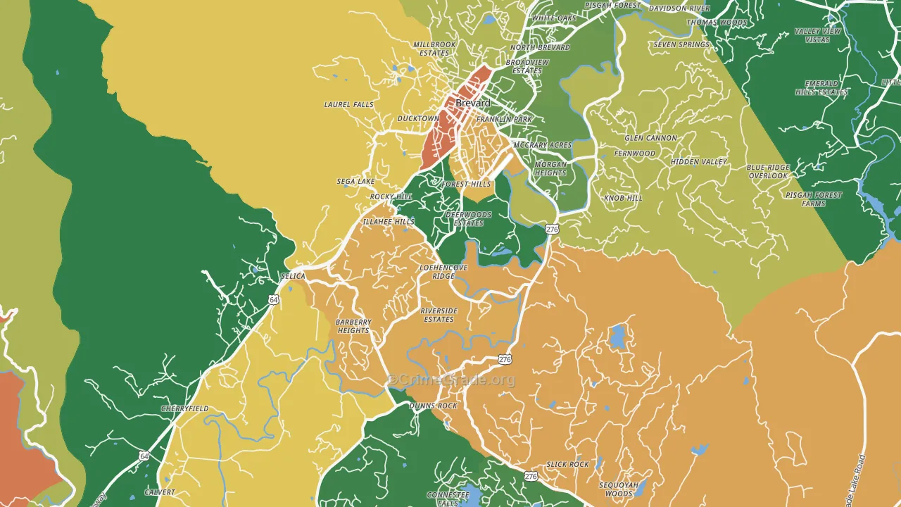 Brevard, NC Map of Theft Rates