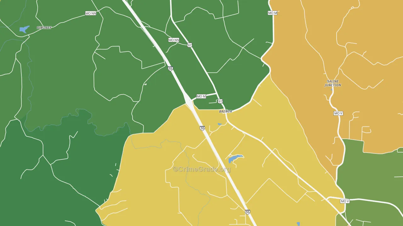 Brewer, MO Map of Theft Rates
