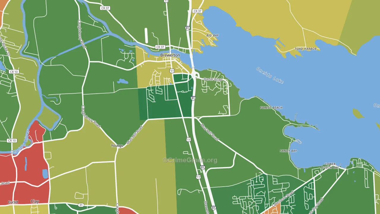 Brewerton, NY Map of Theft Rates