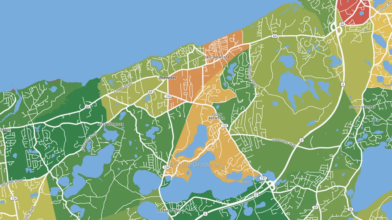 Brewster, MA Map of Theft Rates