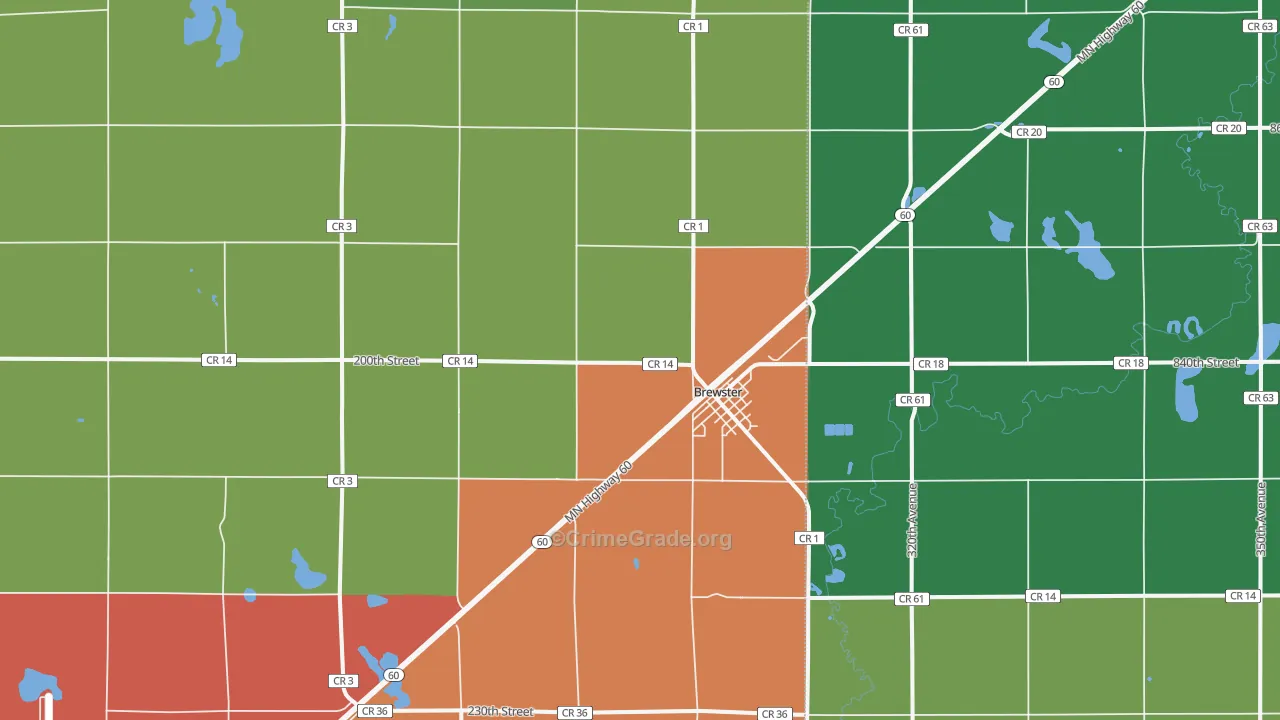 Brewster, MN Map of Theft Rates