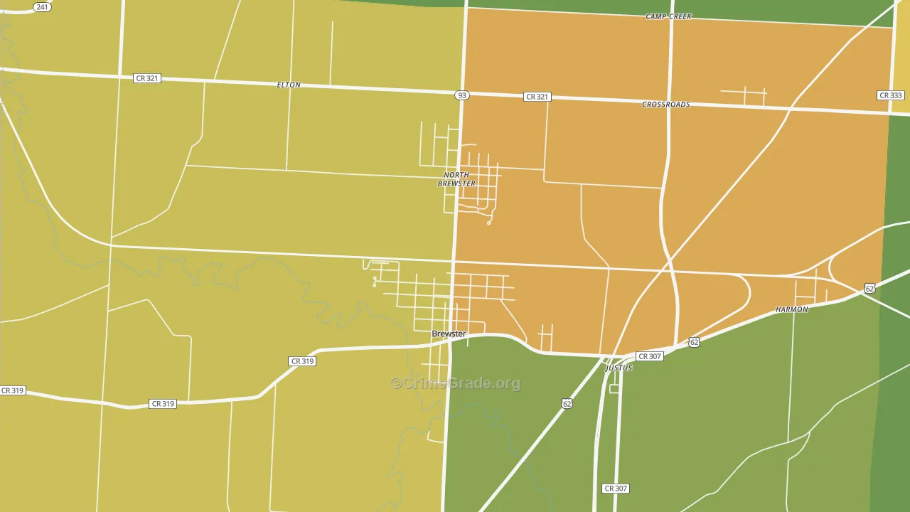 Brewster, OH Map of Theft Rates