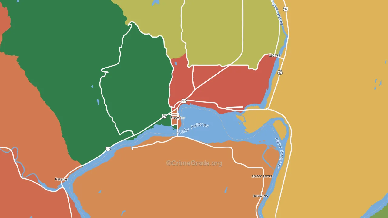 Brewster, WA Map of Theft Rates