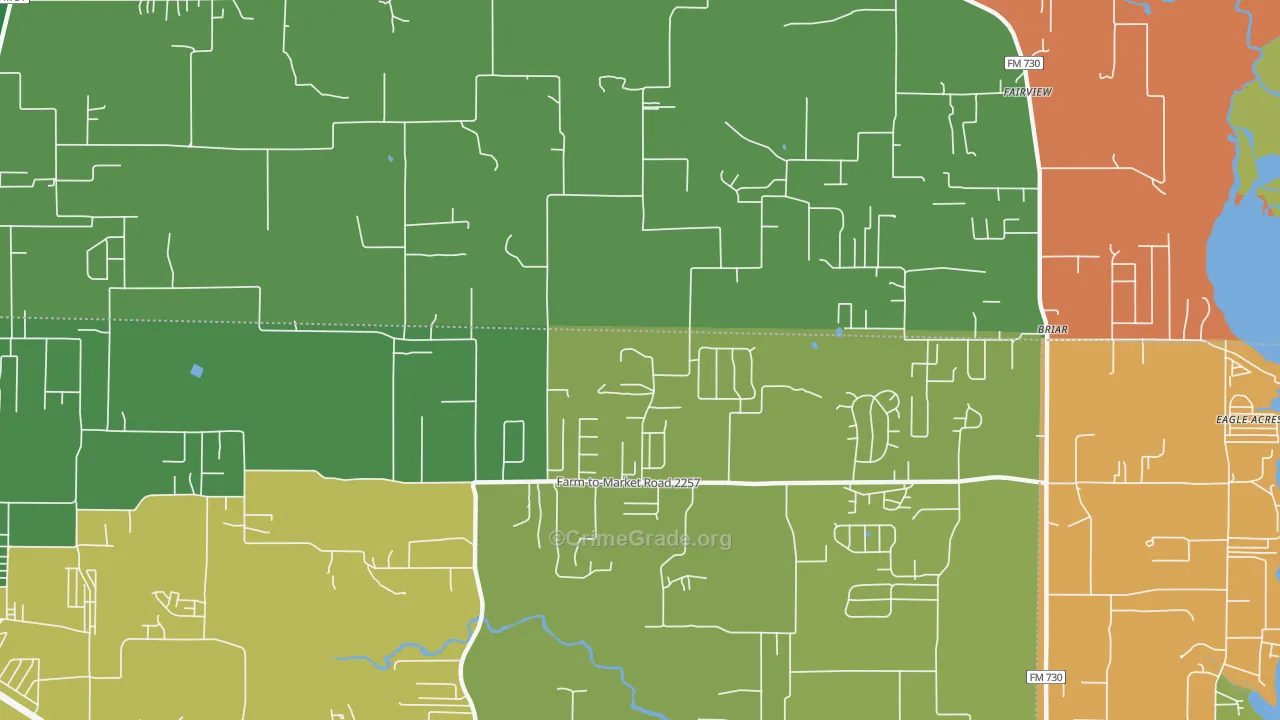 Briar, TX Map of Theft Rates