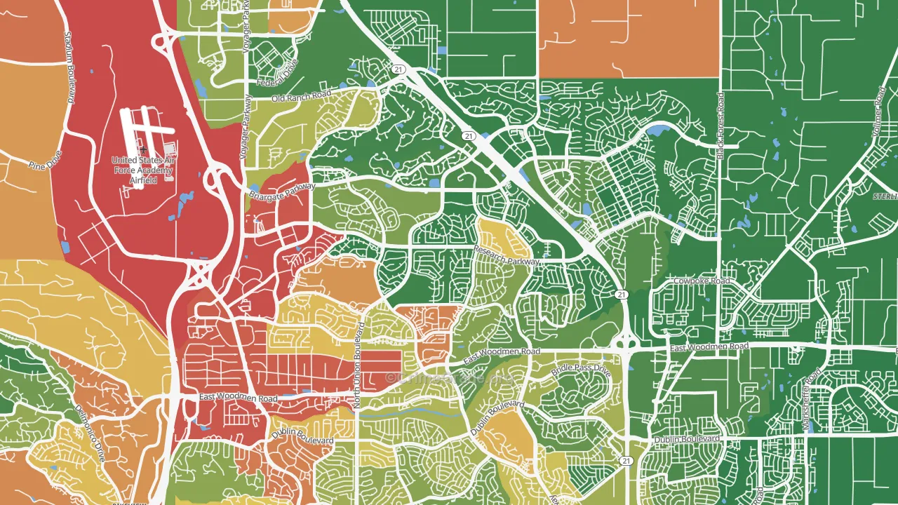 Briargate, Colorado Springs, CO Map of Theft Rates