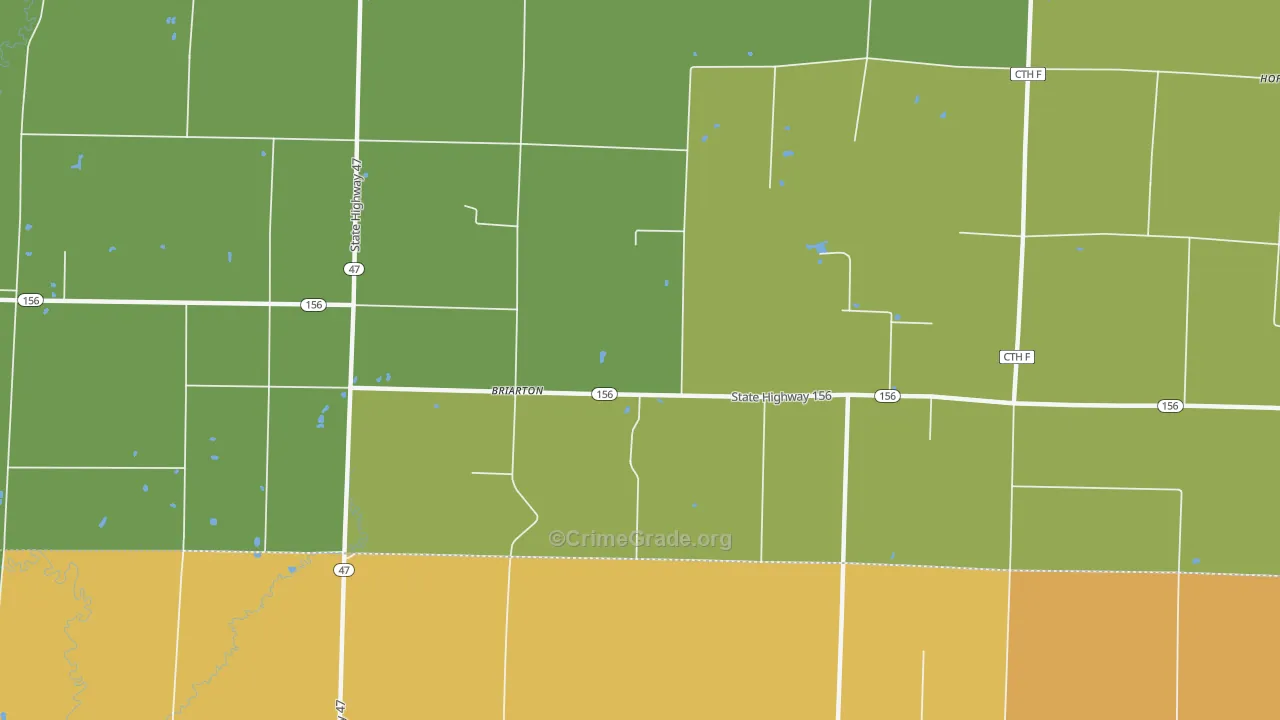 Briarton, WI Map of Theft Rates