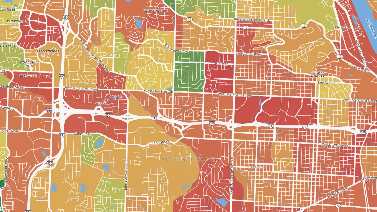 Briarwood, Little Rock, AR Map of Theft Rates