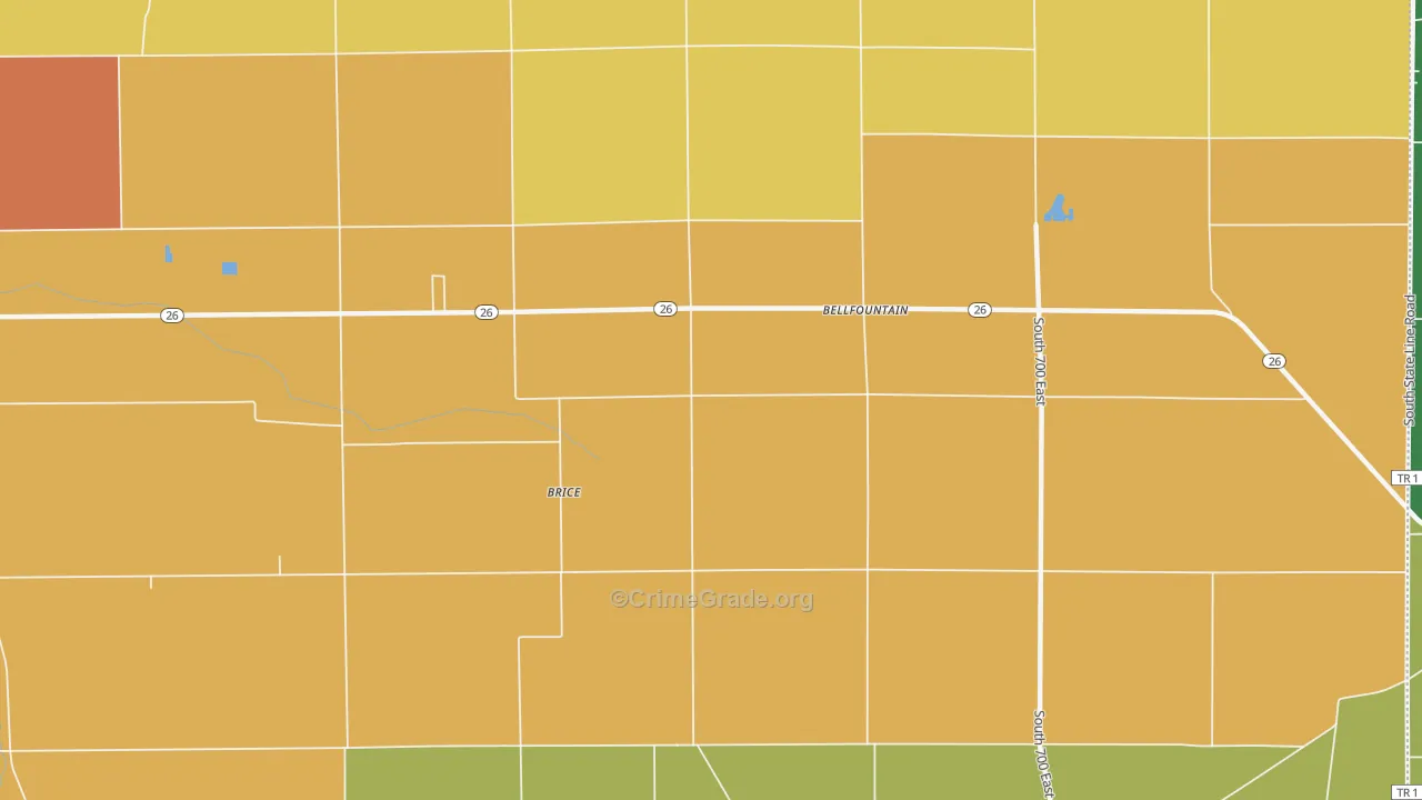 Brice, IN Map of Theft Rates