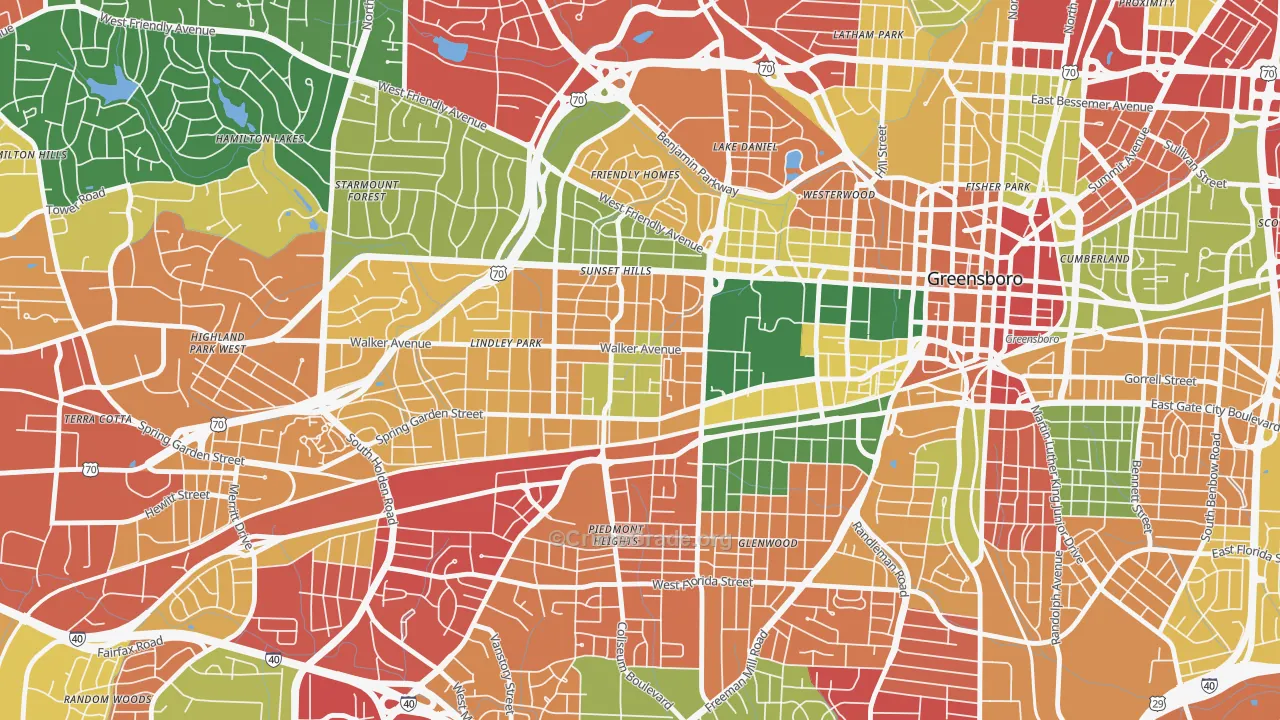 Brice Street Area, Greensboro, NC Map of Theft Rates
