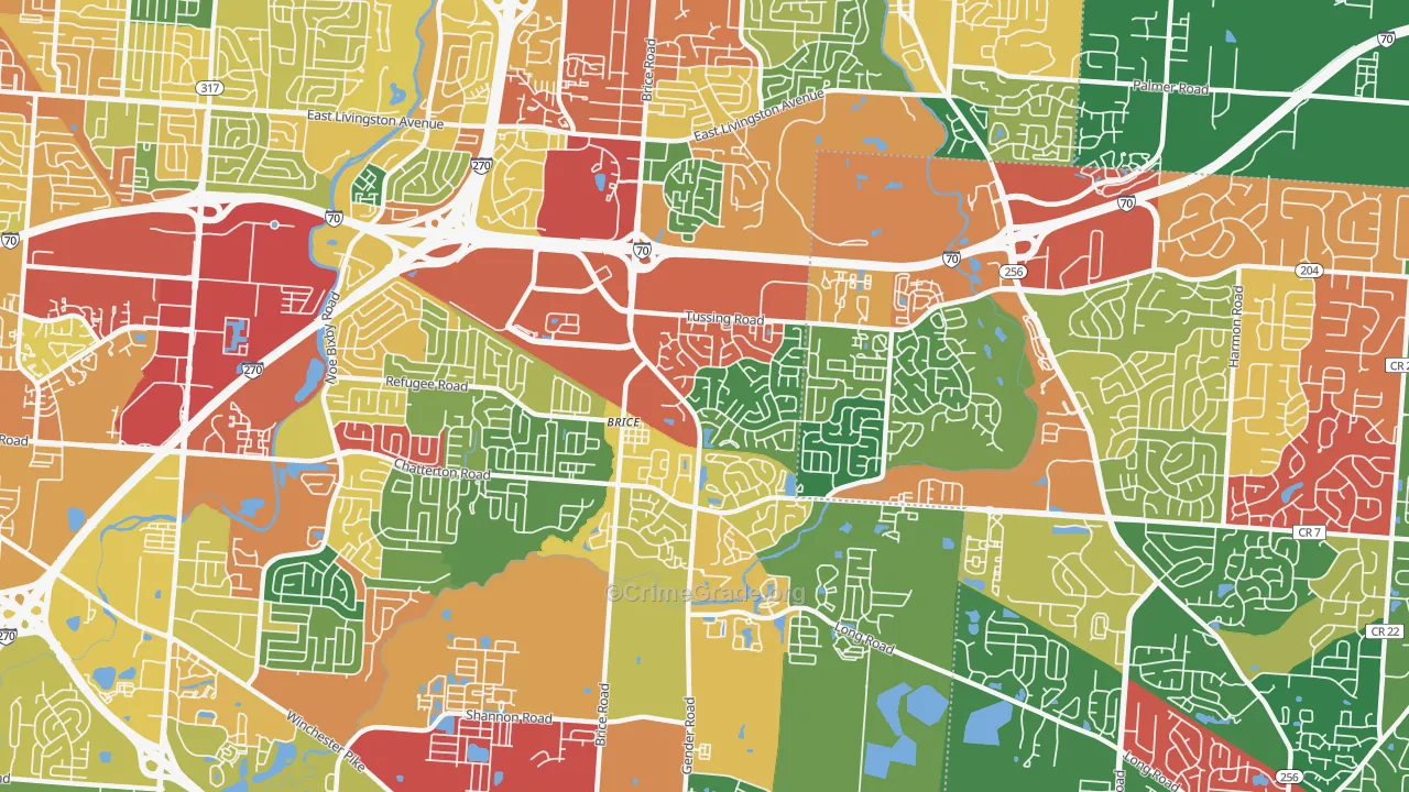 Brice-Tussing, Columbus, OH Map of Theft Rates