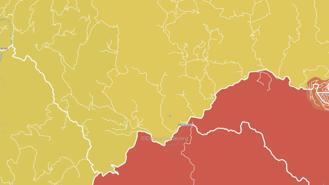 Briceland, CA Map of Theft Rates
