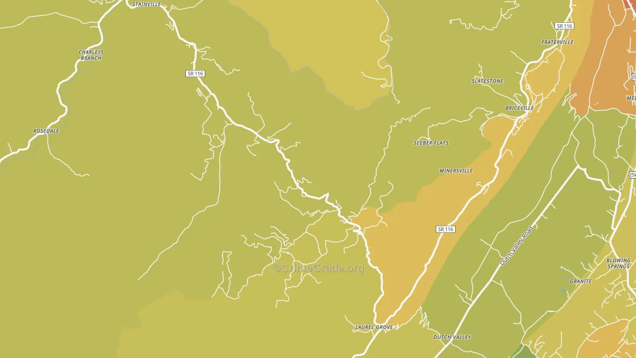 Briceville, TN Map of Theft Rates