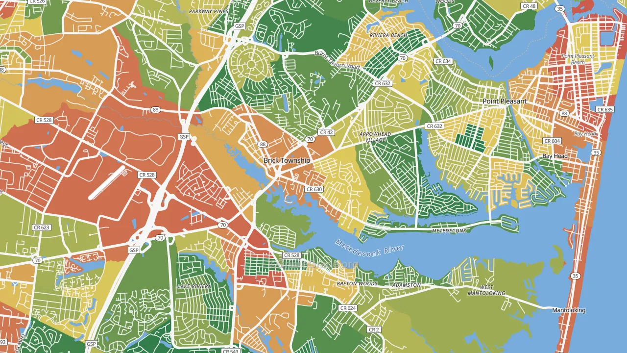 Brick, NJ Map of Theft Rates