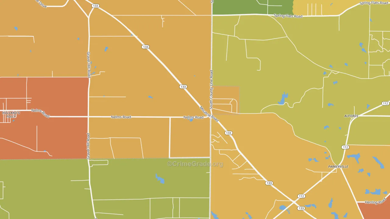 Bridgeboro, GA Map of Theft Rates
