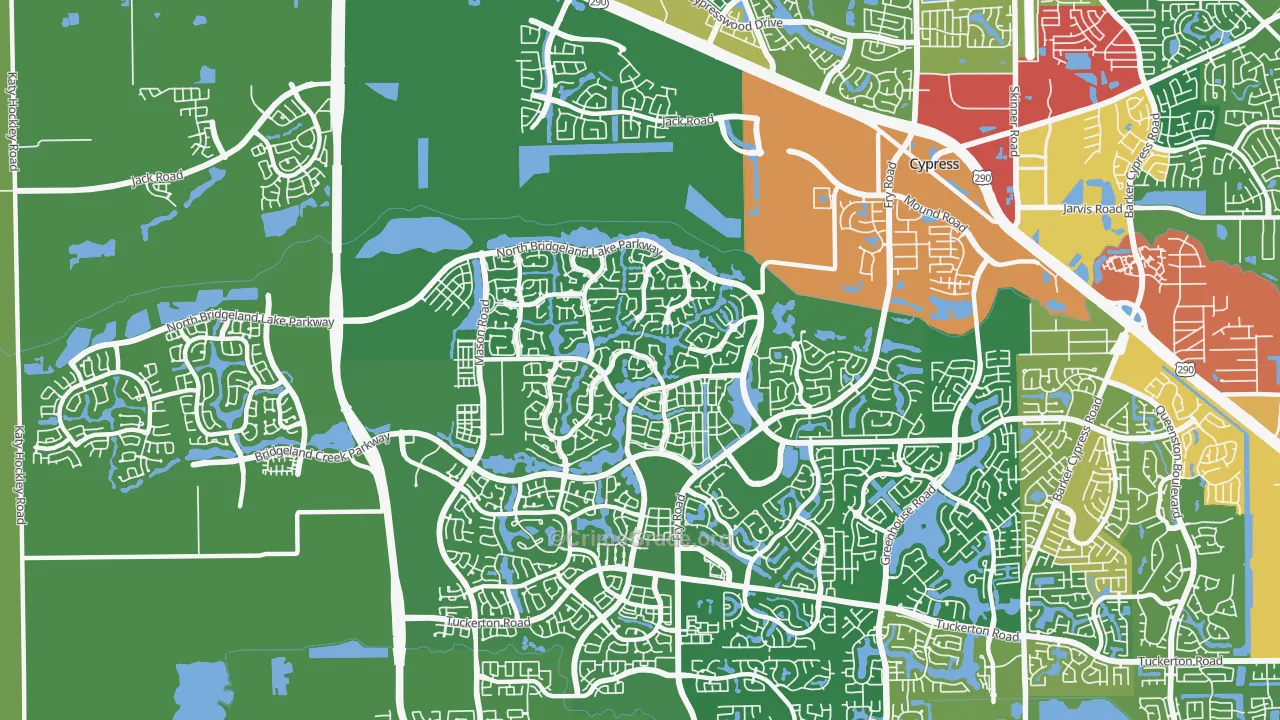 Bridgeland, Cypress, TX Map of Theft Rates