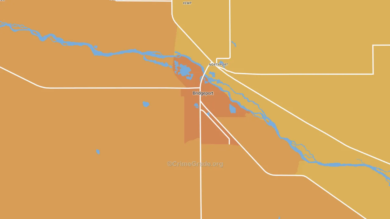 Bridgeport, NE Map of Theft Rates
