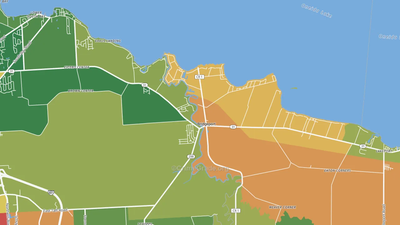 Bridgeport, NY Map of Theft Rates