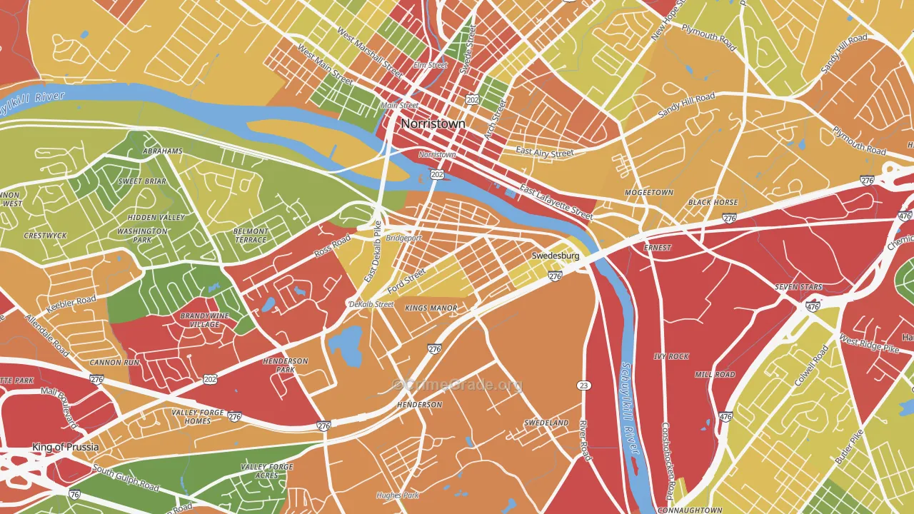 Bridgeport, PA Map of Theft Rates