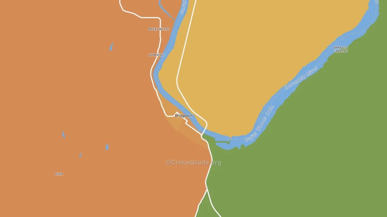 Bridgeport, WA Map of Theft Rates