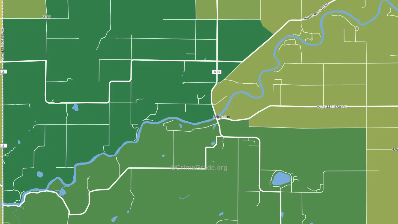 Bridgeton, MI Map of Theft Rates