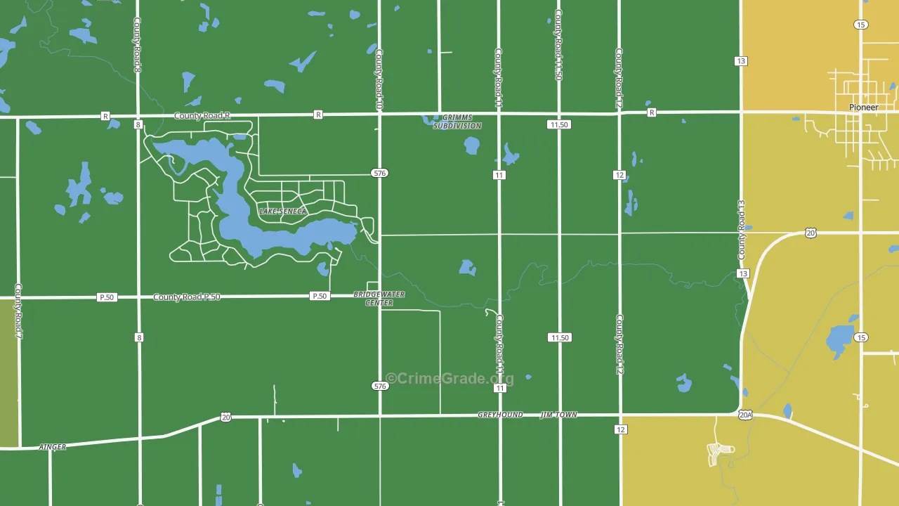 Bridgewater Center, OH Map of Theft Rates