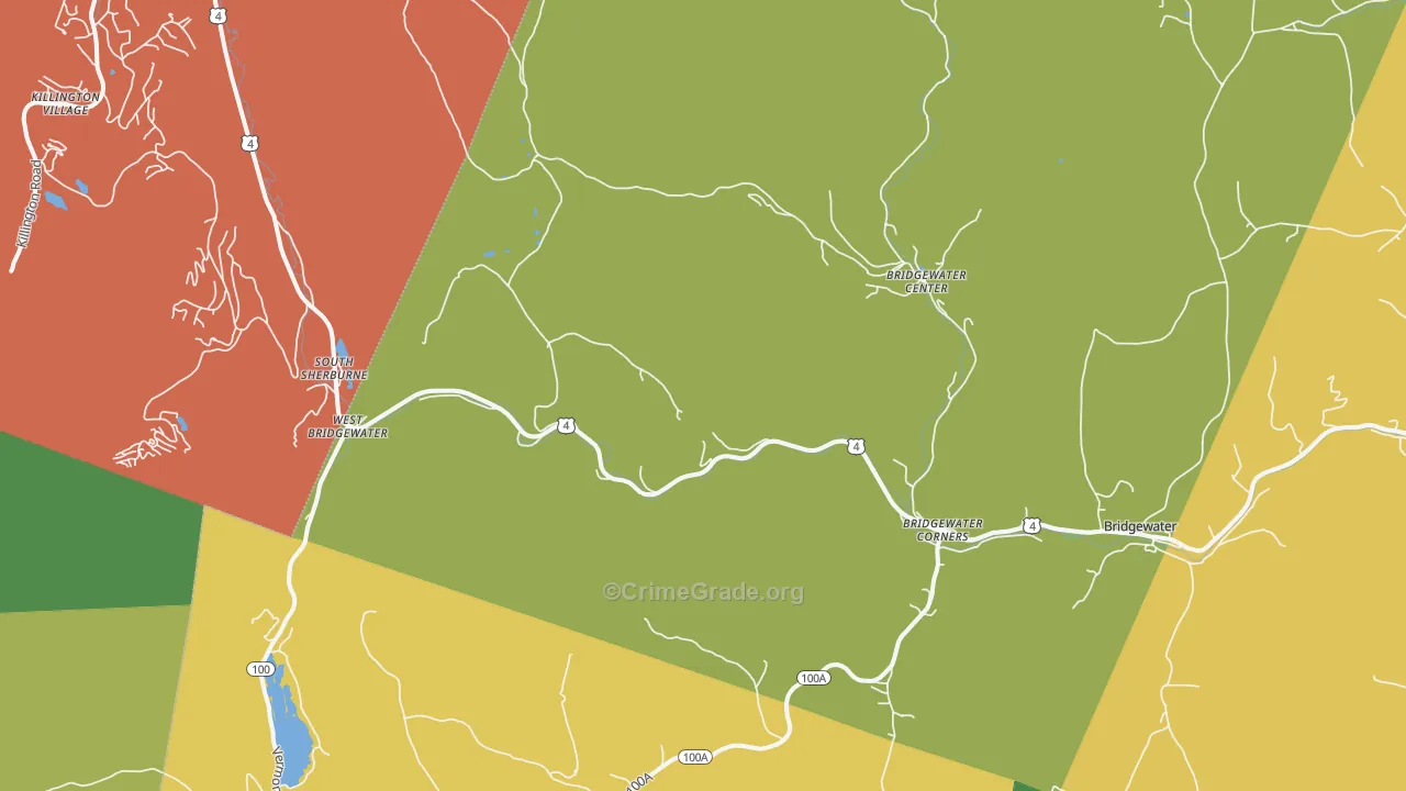 Bridgewater Corners, VT Map of Theft Rates