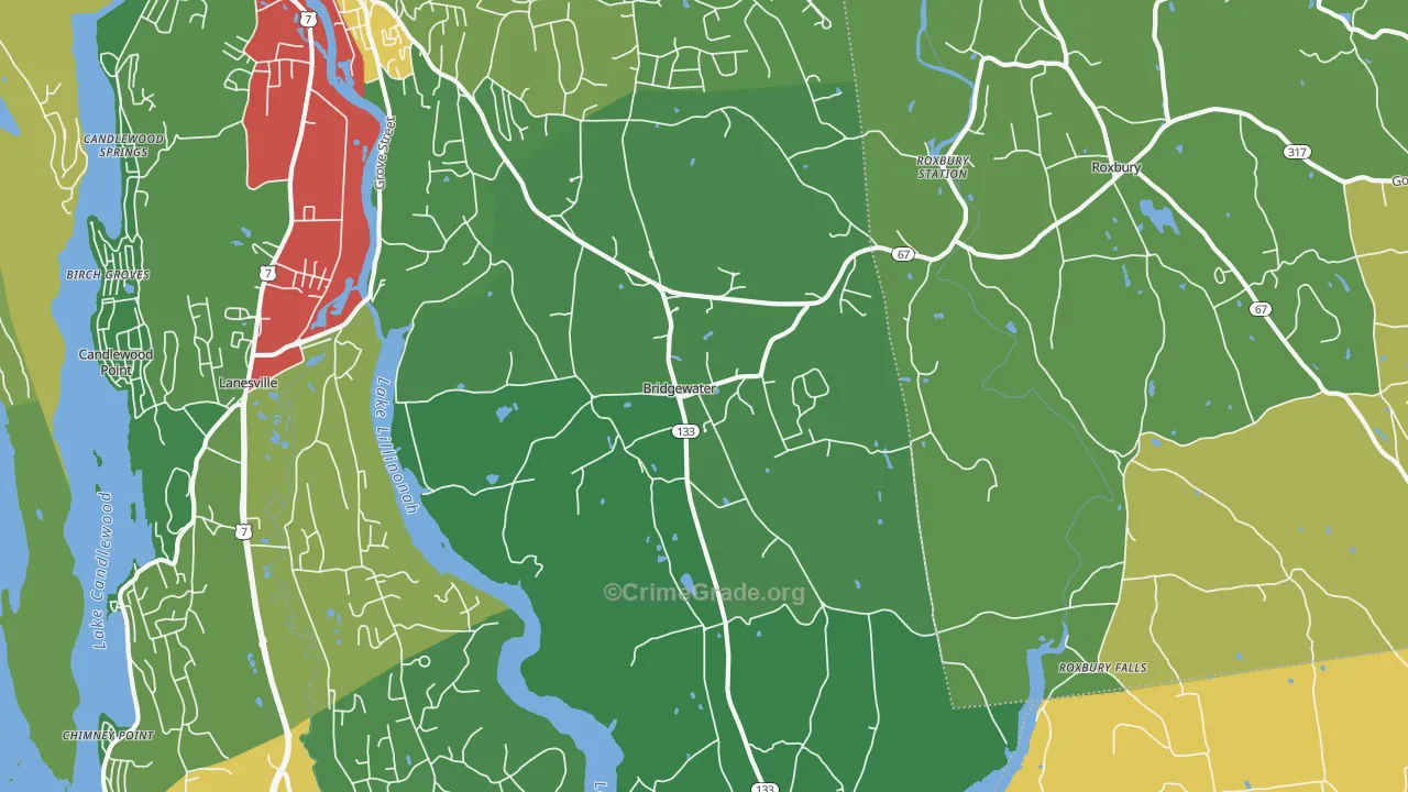 Bridgewater, CT Map of Theft Rates