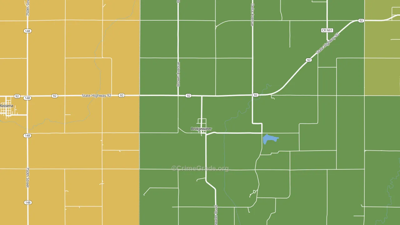 Bridgewater, IA Map of Theft Rates