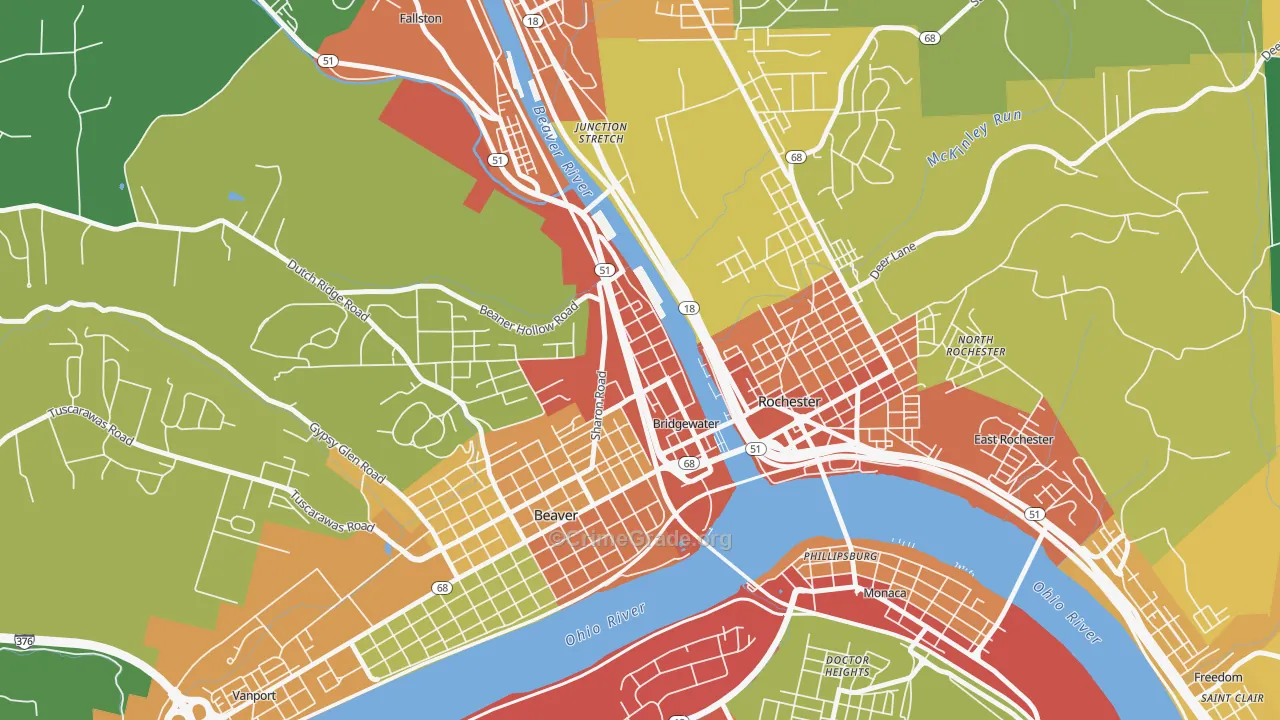 Bridgewater, PA Map of Theft Rates