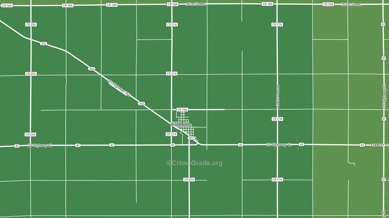 Bridgewater, SD Map of Theft Rates