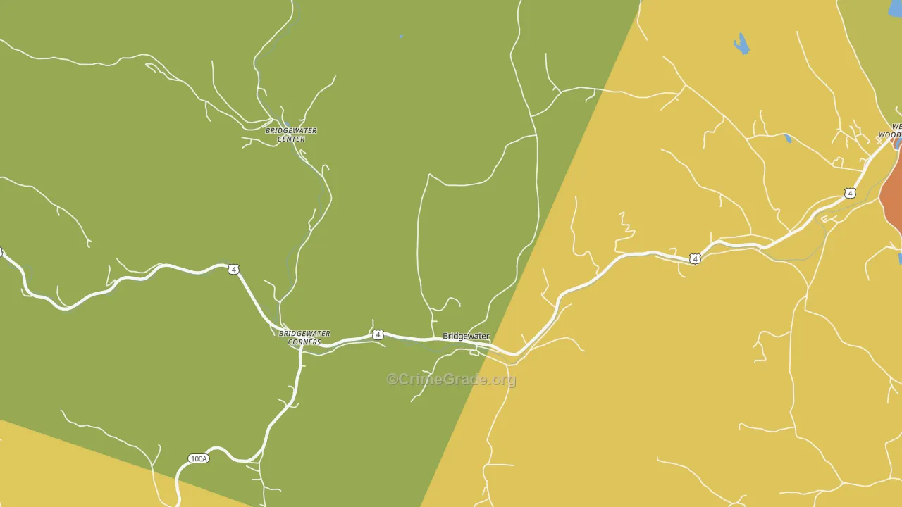 Bridgewater, VT Map of Theft Rates