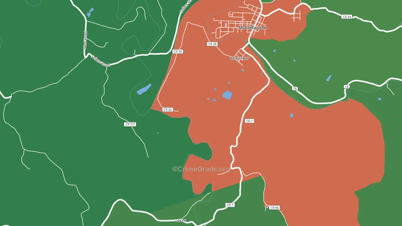 Bridgeway, WV Map of Theft Rates