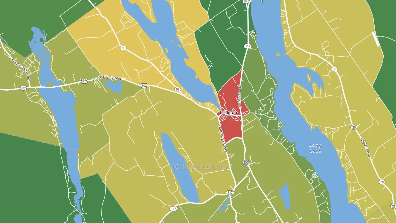 Bridgton, ME Map of Theft Rates
