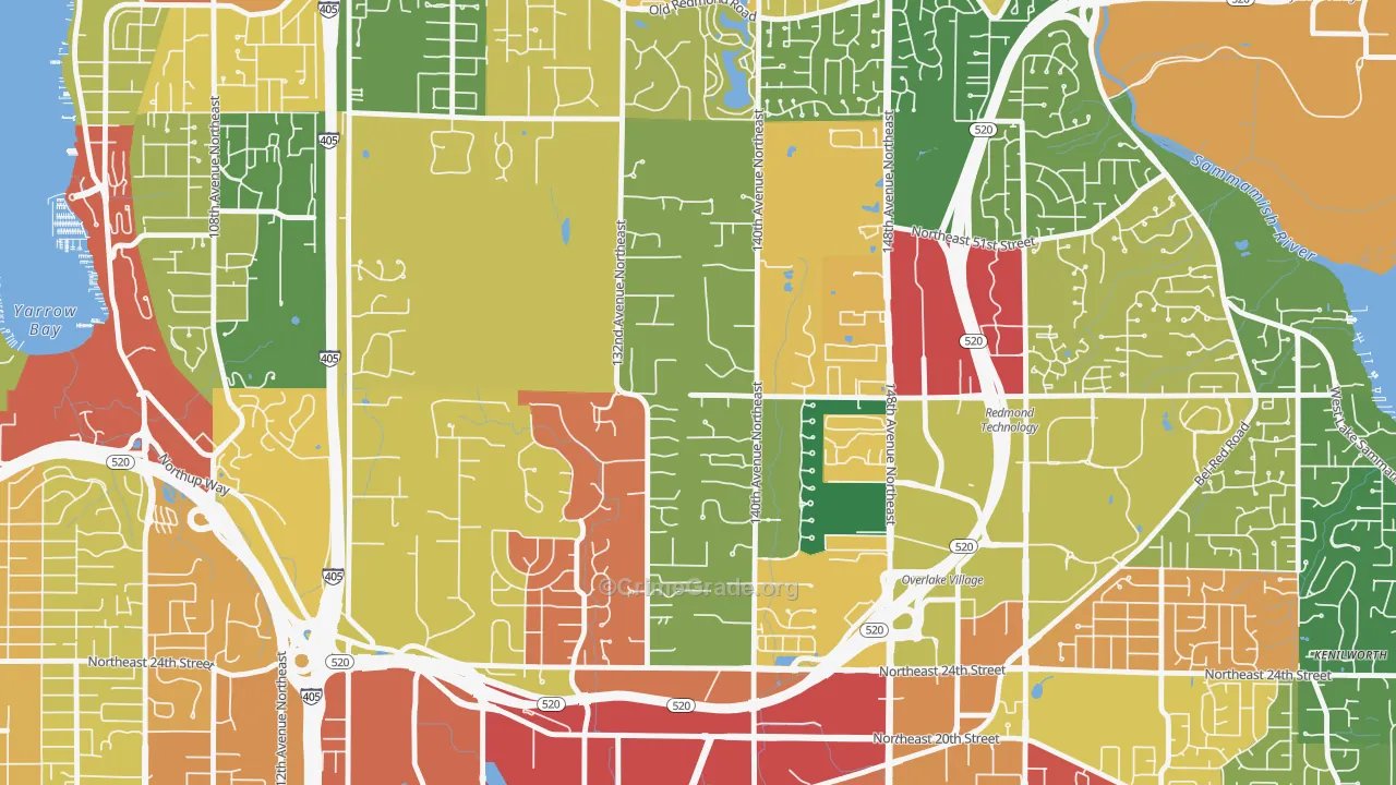 Bridle Trails, Bellevue, WA Map of Theft Rates