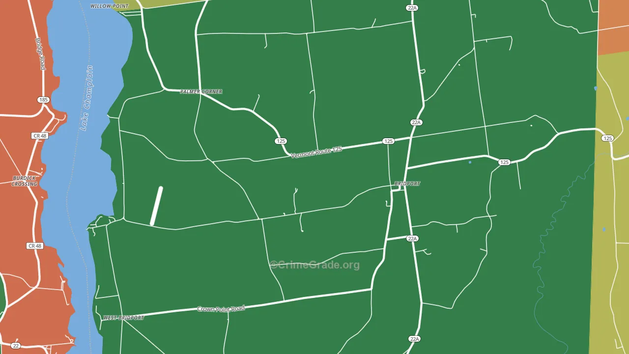 Bridport, VT Map of Theft Rates