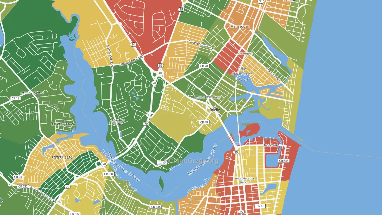 Brielle, NJ Map of Theft Rates