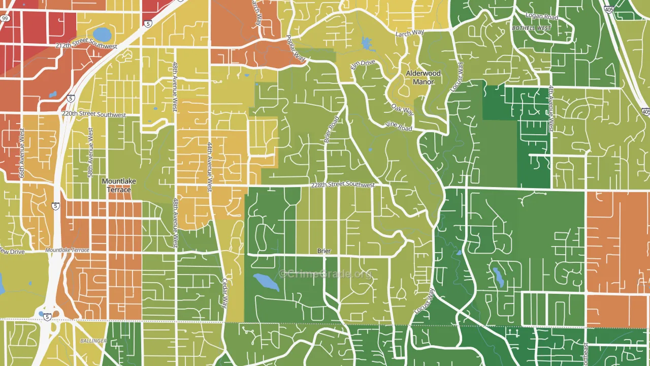 Brier, WA Map of Theft Rates