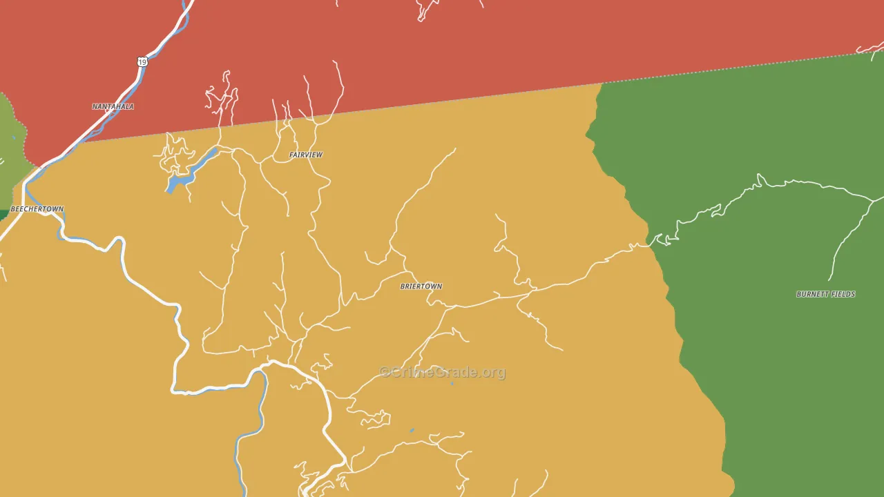 Briertown, NC Map of Theft Rates