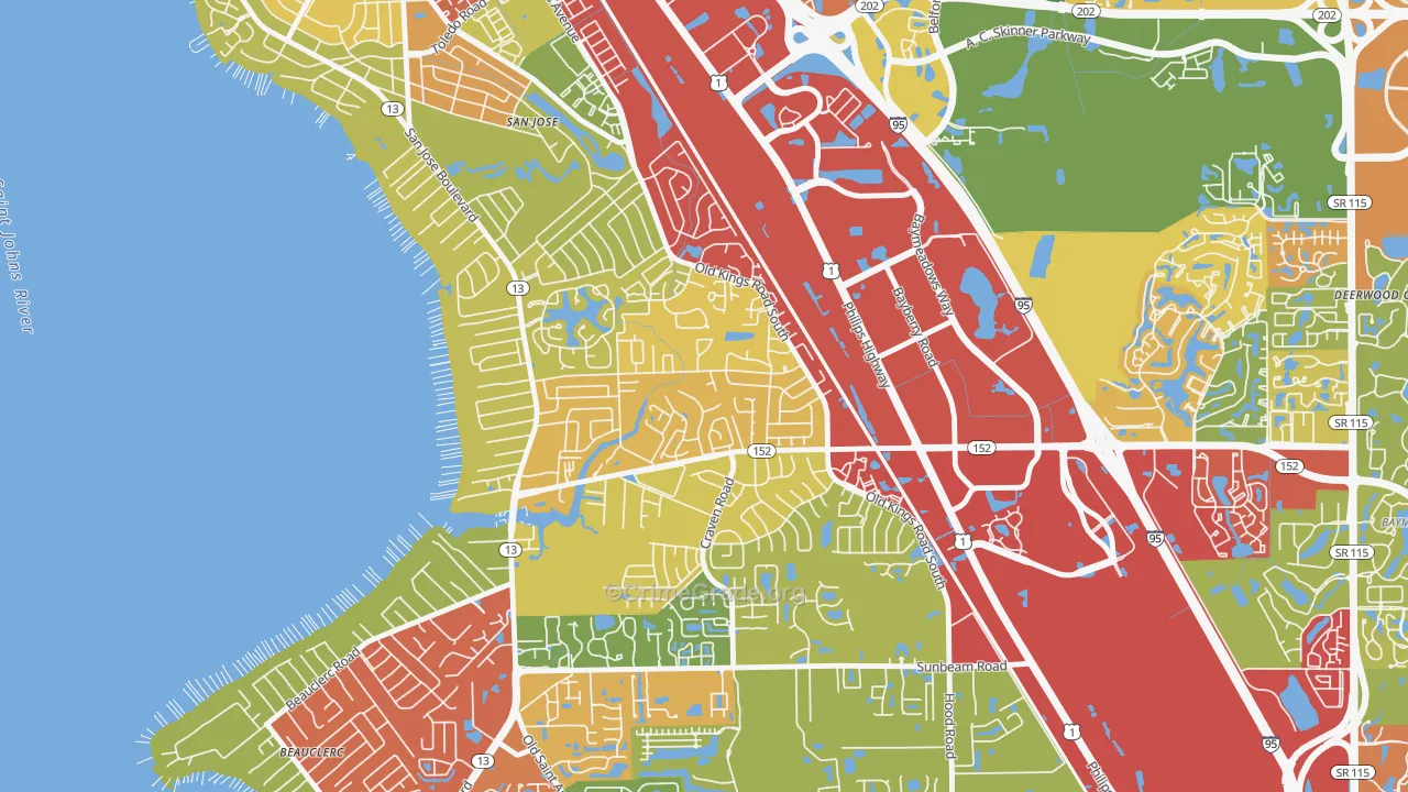 Brierwood, Jacksonville, FL Map of Theft Rates