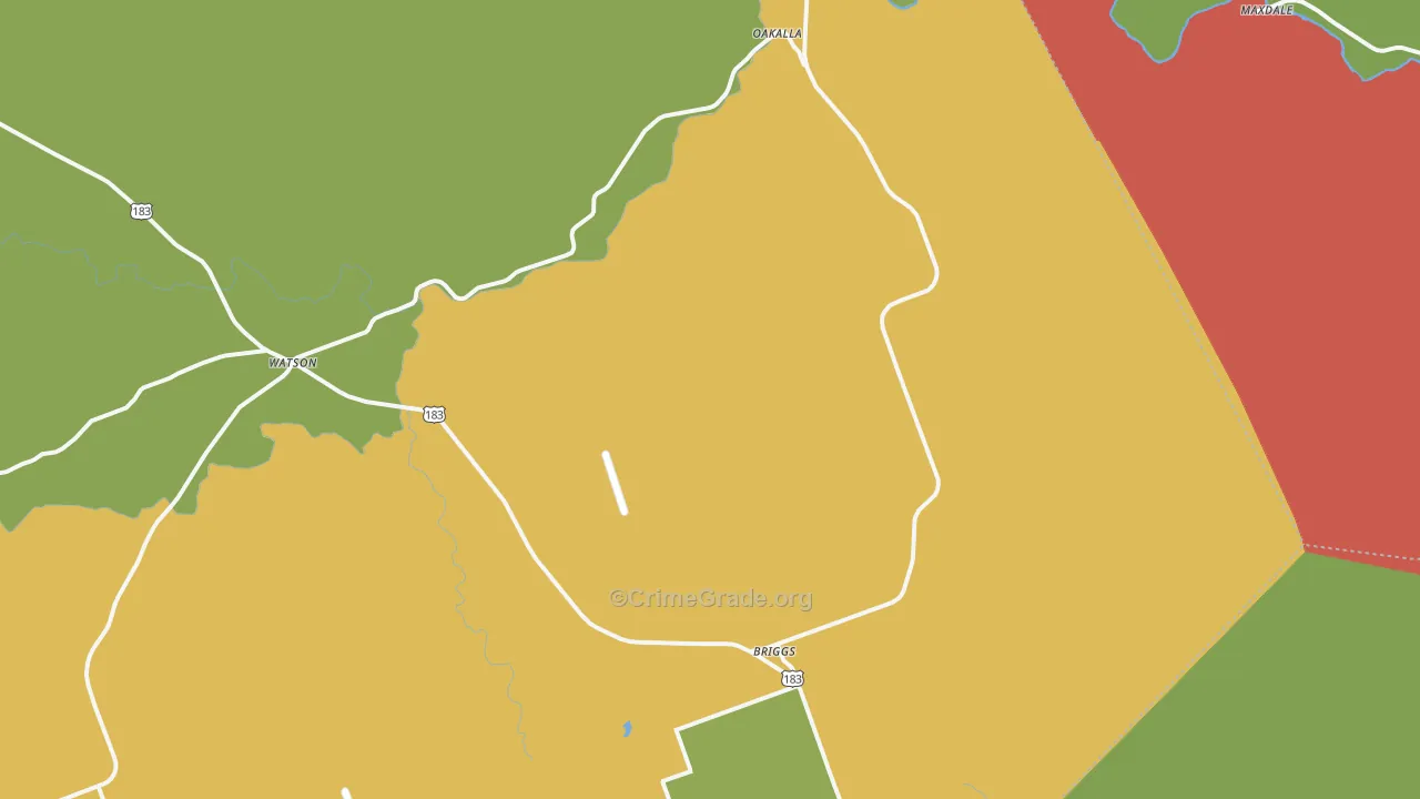 Briggs, TX Map of Theft Rates