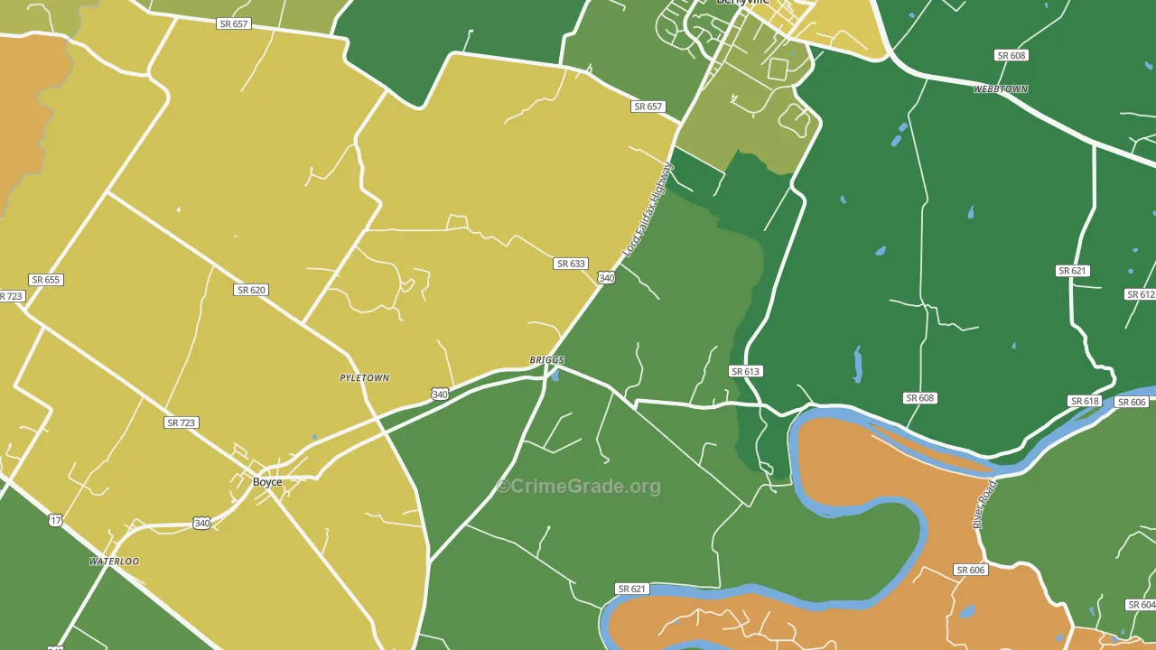 Briggs, VA Map of Theft Rates