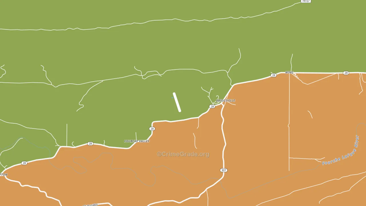 Briggsville, AR Map of Theft Rates