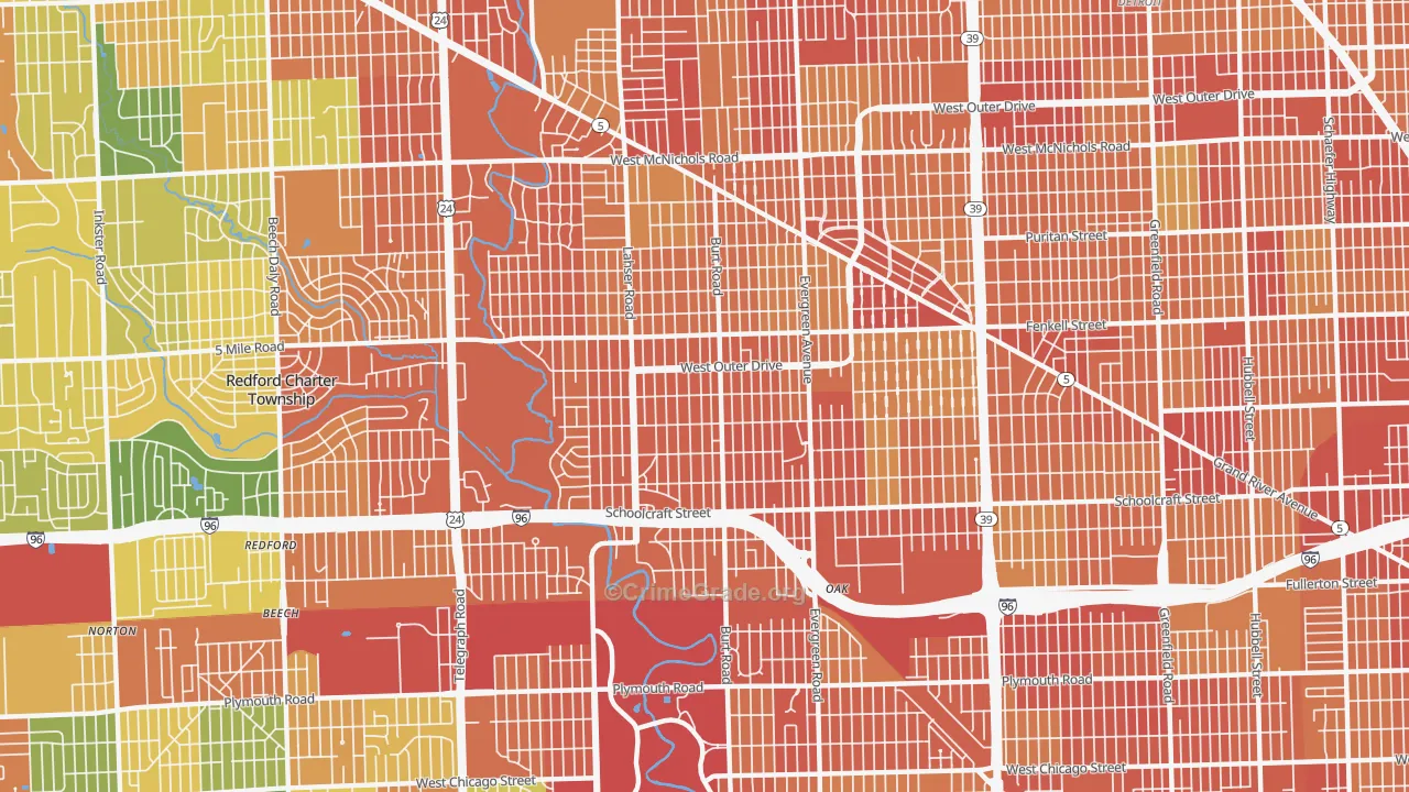 Brightmoor, Detroit, MI Map of Theft Rates