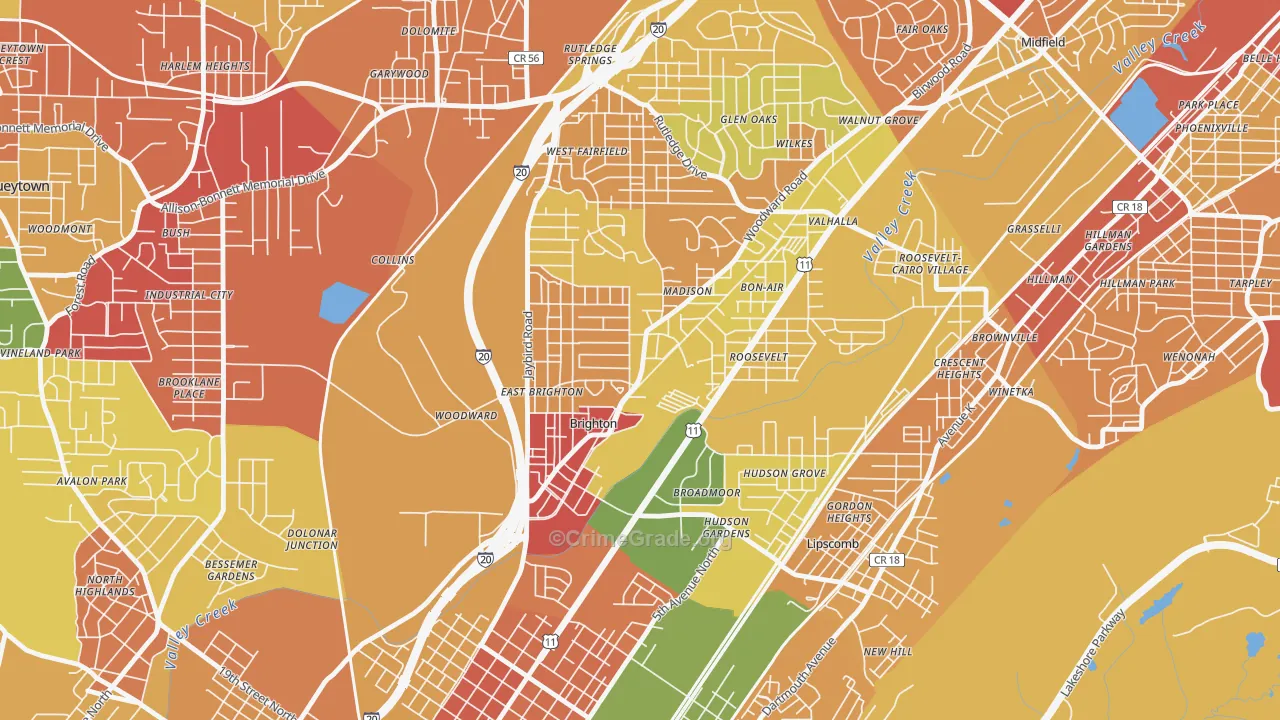 Brighton, AL Map of Theft Rates