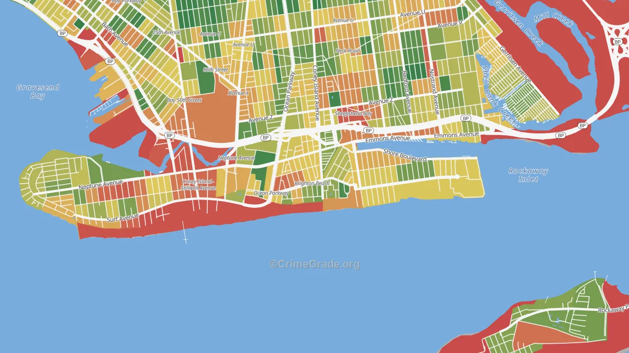 Brighton Beach, Brooklyn, NY Map of Theft Rates