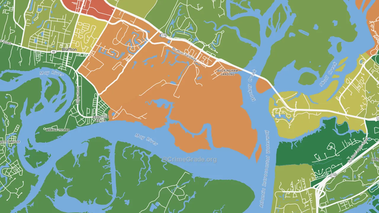 Brighton Beach, SC Map of Theft Rates