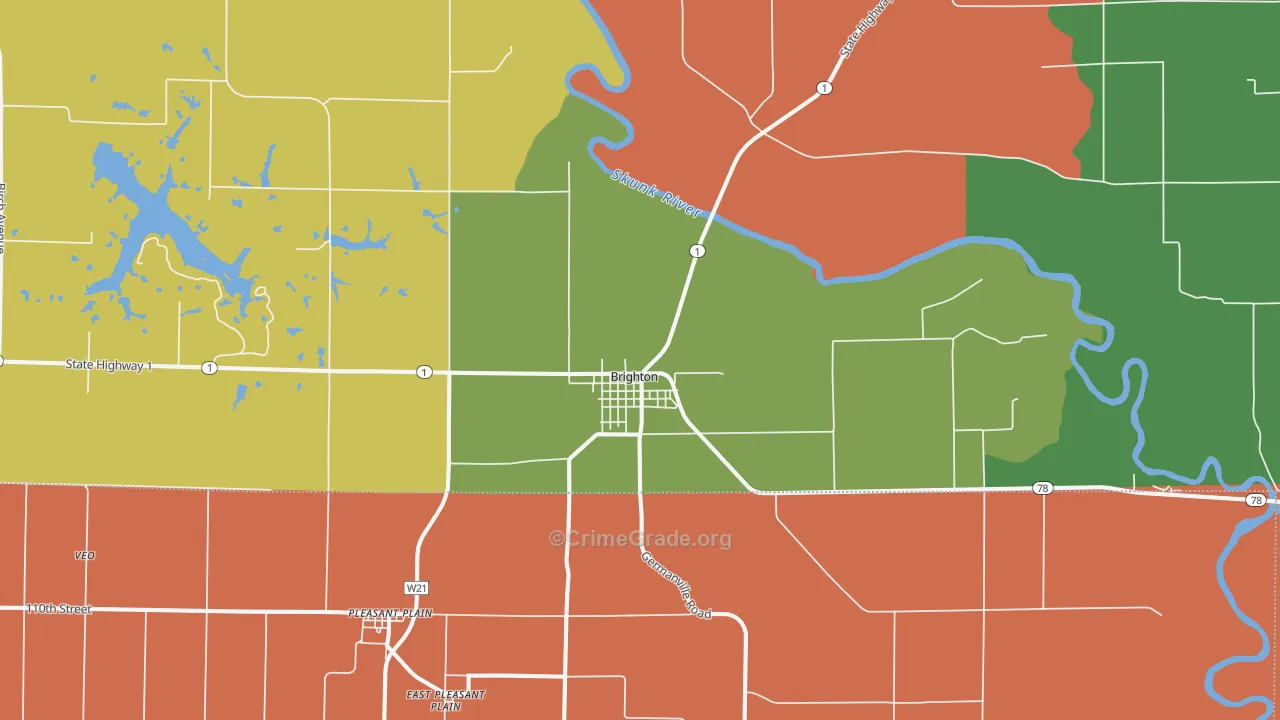 Brighton, IA Map of Theft Rates