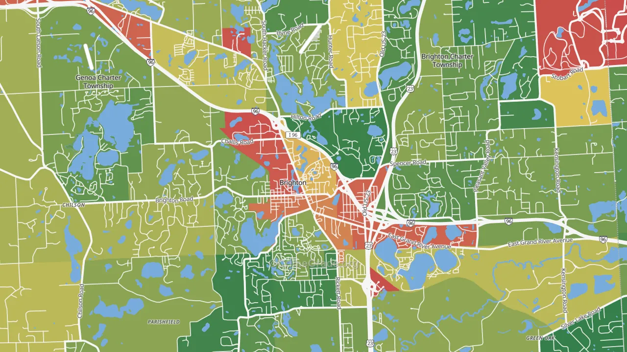 Brighton, MI Map of Theft Rates