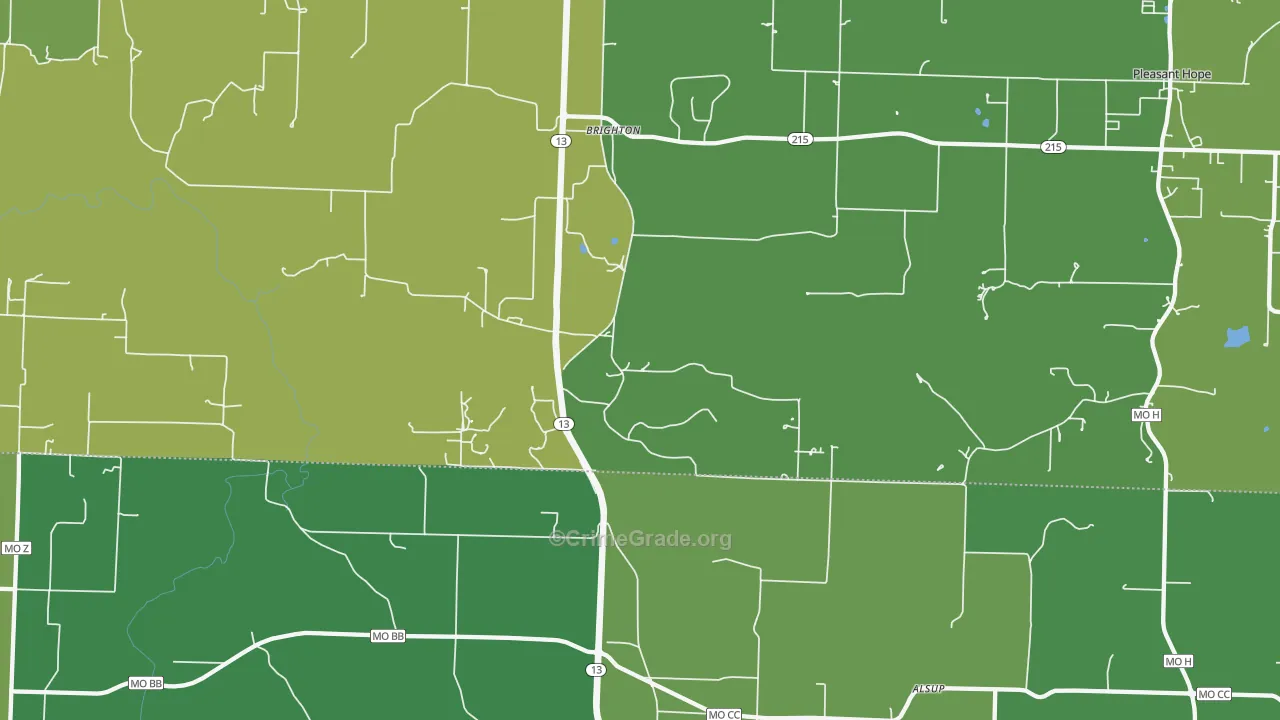 Brighton, MO Map of Theft Rates